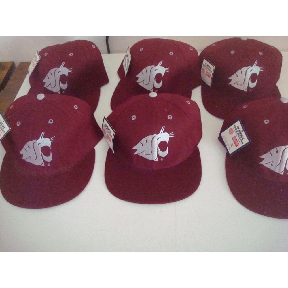 6PC LOT WASHINGTON STATE 80S FITTED ADULT NEW 90S HAT CAP‎ DEADSTOCK  VINTAGE T7